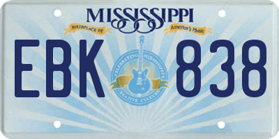 MS license plate EBK838