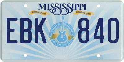 MS license plate EBK840