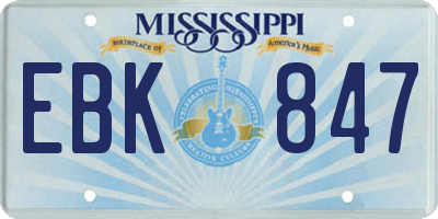 MS license plate EBK847