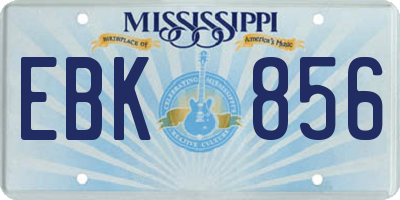 MS license plate EBK856