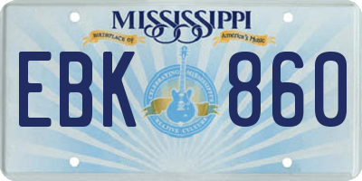 MS license plate EBK860