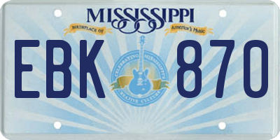 MS license plate EBK870