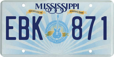 MS license plate EBK871