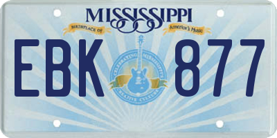MS license plate EBK877