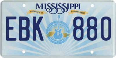 MS license plate EBK880