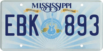 MS license plate EBK893