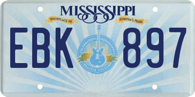 MS license plate EBK897