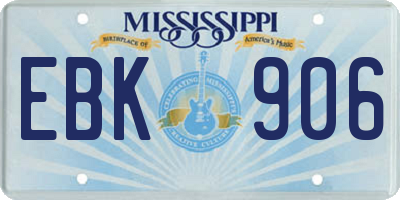 MS license plate EBK906