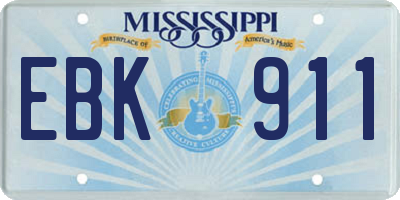 MS license plate EBK911