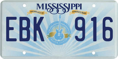 MS license plate EBK916