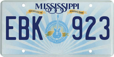 MS license plate EBK923