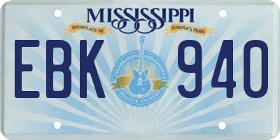 MS license plate EBK940