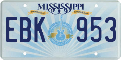 MS license plate EBK953