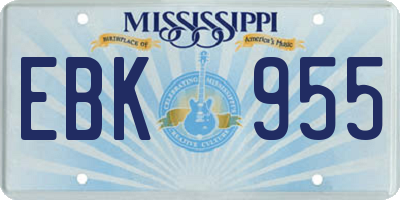 MS license plate EBK955
