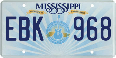 MS license plate EBK968