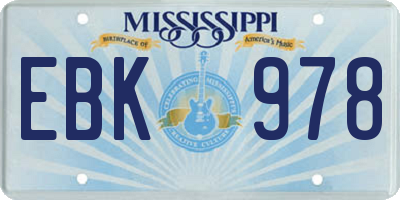 MS license plate EBK978