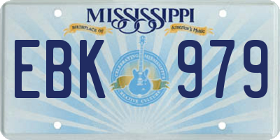 MS license plate EBK979