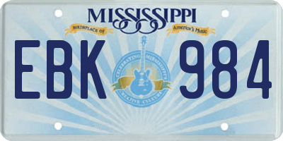 MS license plate EBK984