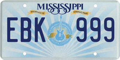 MS license plate EBK999