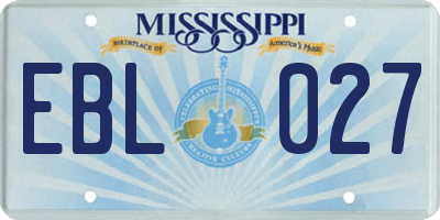 MS license plate EBL027