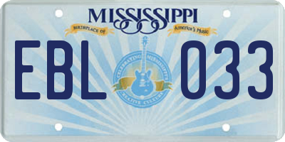 MS license plate EBL033