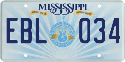 MS license plate EBL034