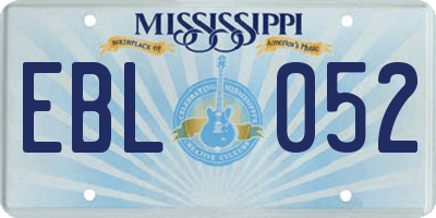 MS license plate EBL052