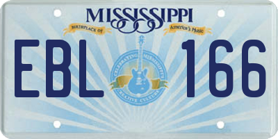 MS license plate EBL166