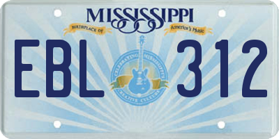 MS license plate EBL312