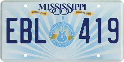 MS license plate EBL419