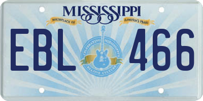 MS license plate EBL466
