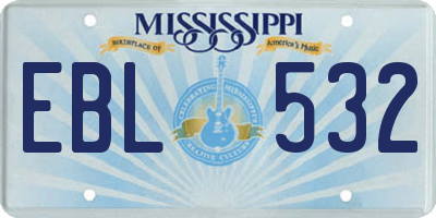 MS license plate EBL532