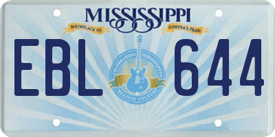 MS license plate EBL644