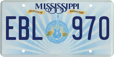 MS license plate EBL970