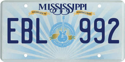 MS license plate EBL992