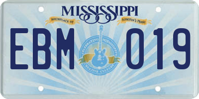 MS license plate EBM019