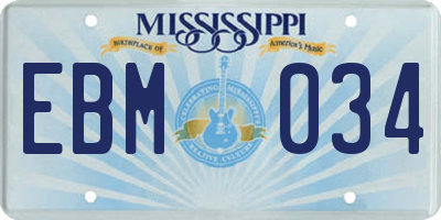MS license plate EBM034