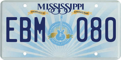 MS license plate EBM080
