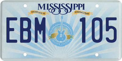 MS license plate EBM105