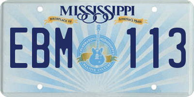 MS license plate EBM113
