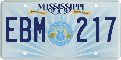 MS license plate EBM217
