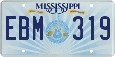 MS license plate EBM319