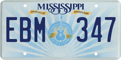 MS license plate EBM347
