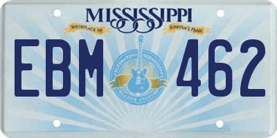MS license plate EBM462