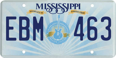 MS license plate EBM463