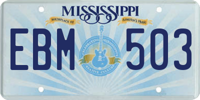 MS license plate EBM503