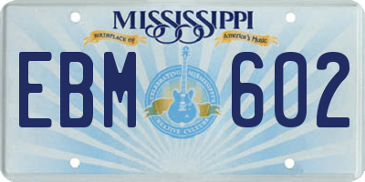 MS license plate EBM602
