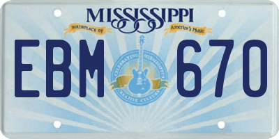 MS license plate EBM670