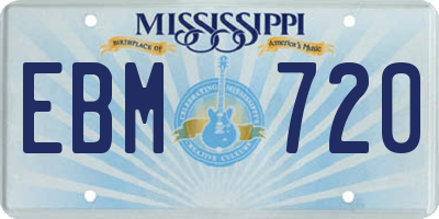 MS license plate EBM720