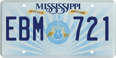 MS license plate EBM721